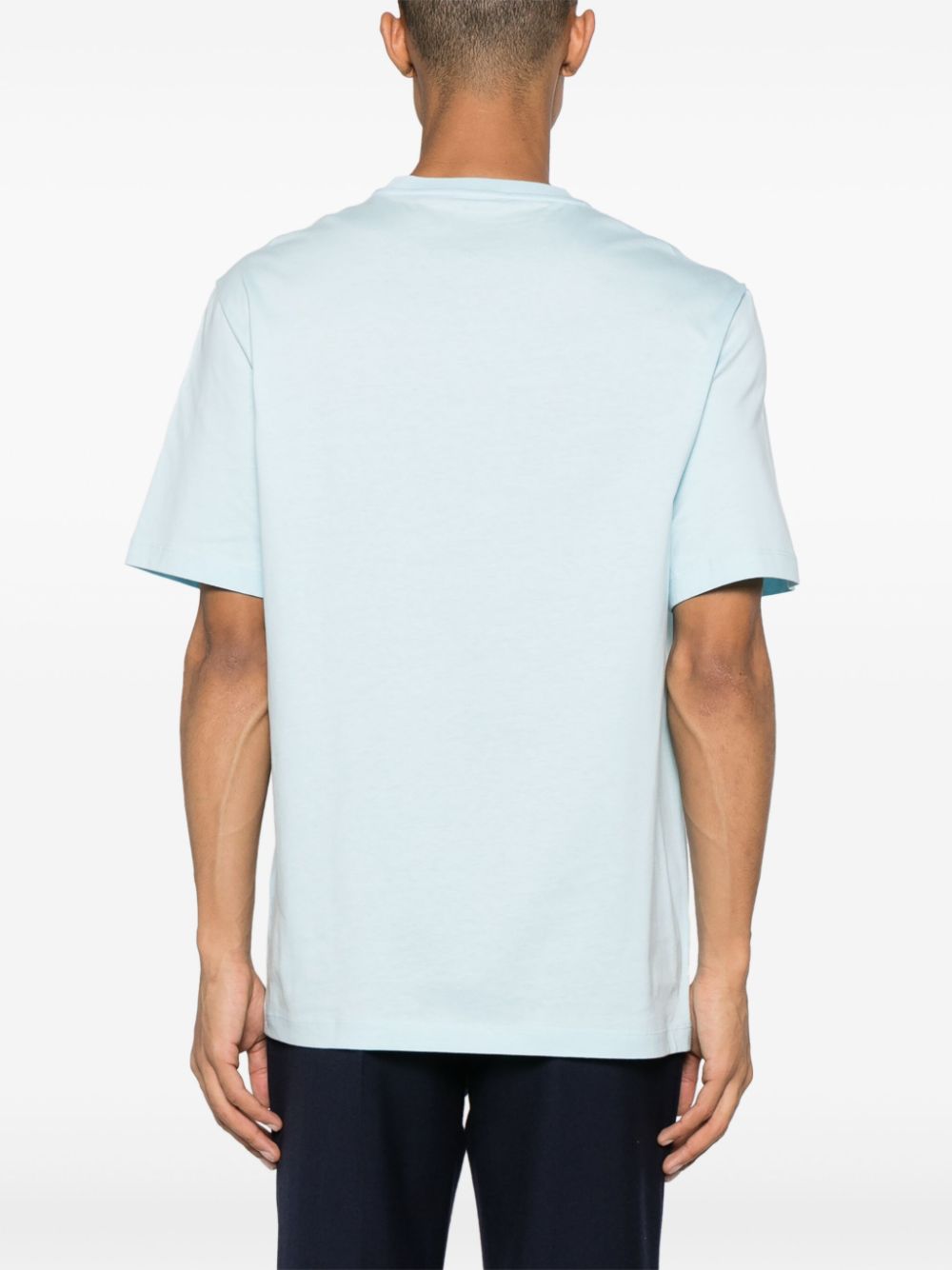 Shop Versace Logo-embroidered Cotton T-shirt In Blue