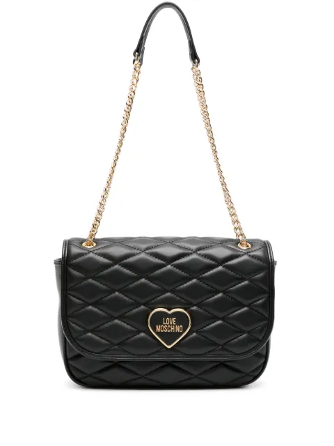 Love Moschino logo-lettering matelassé shoulder bag WOMEN