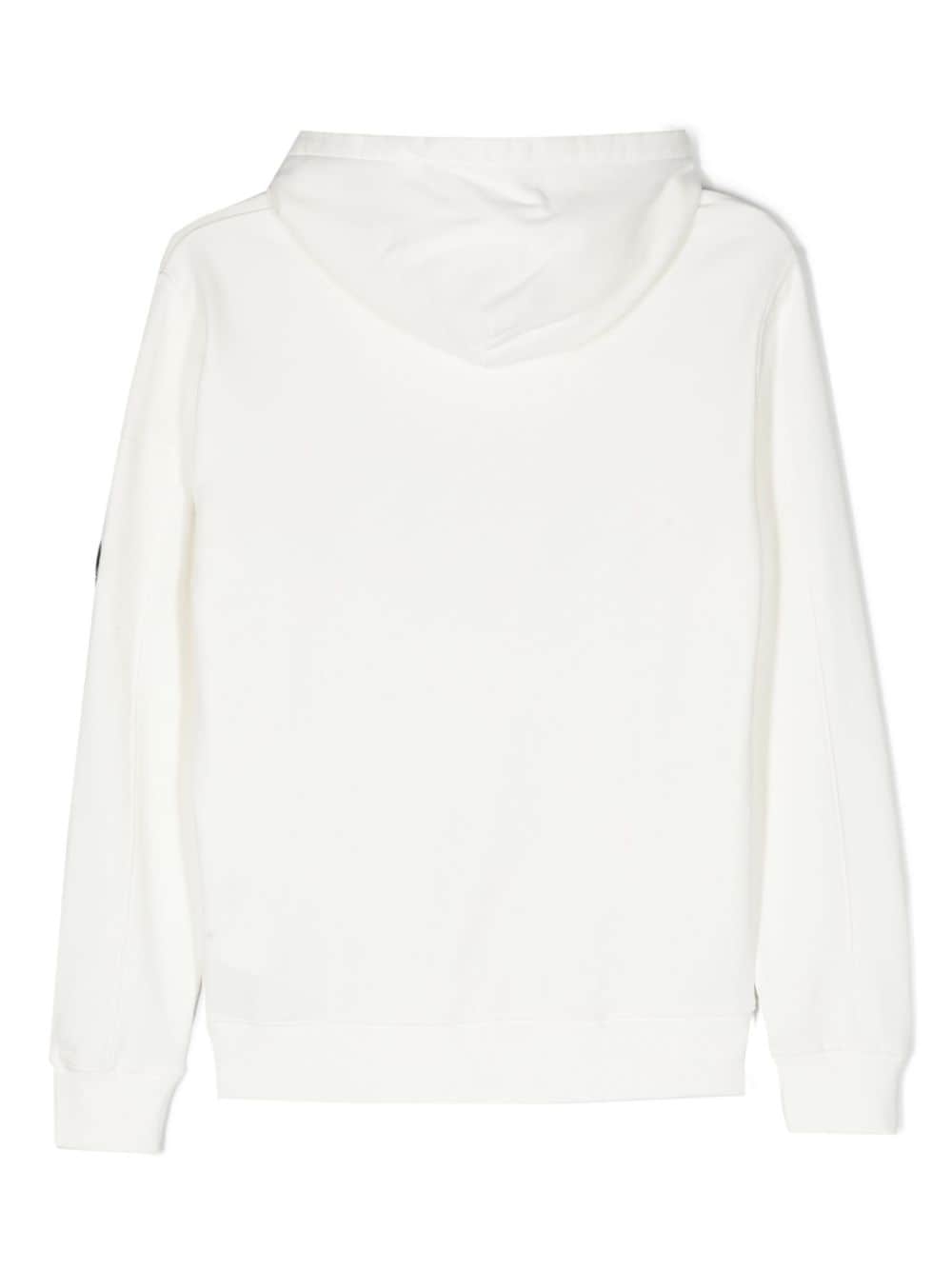 Shop C.p. Company Goggles-detailed Cotton Hoodie In White
