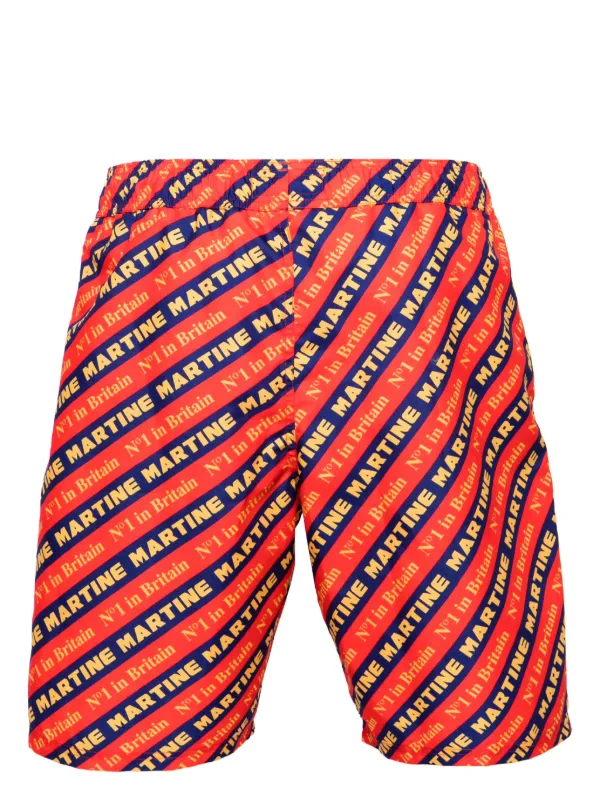Martine Rose logo print Swim Shorts Red FARFETCH AO
