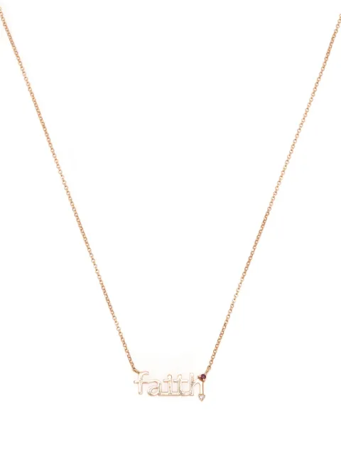 Carolina Neves Colar Faith de ouro rosé 18k com diamante e topázio