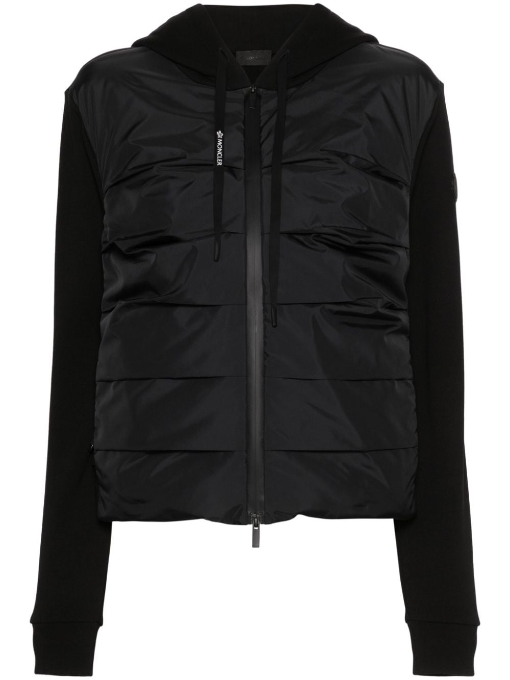 Moncler Quilted-panel Ribbed Jacket In Schwarz