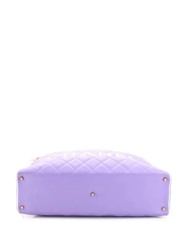 CHANEL Pre-Owned 1990 Leather Duffle Bag | Purple | FARFETCH