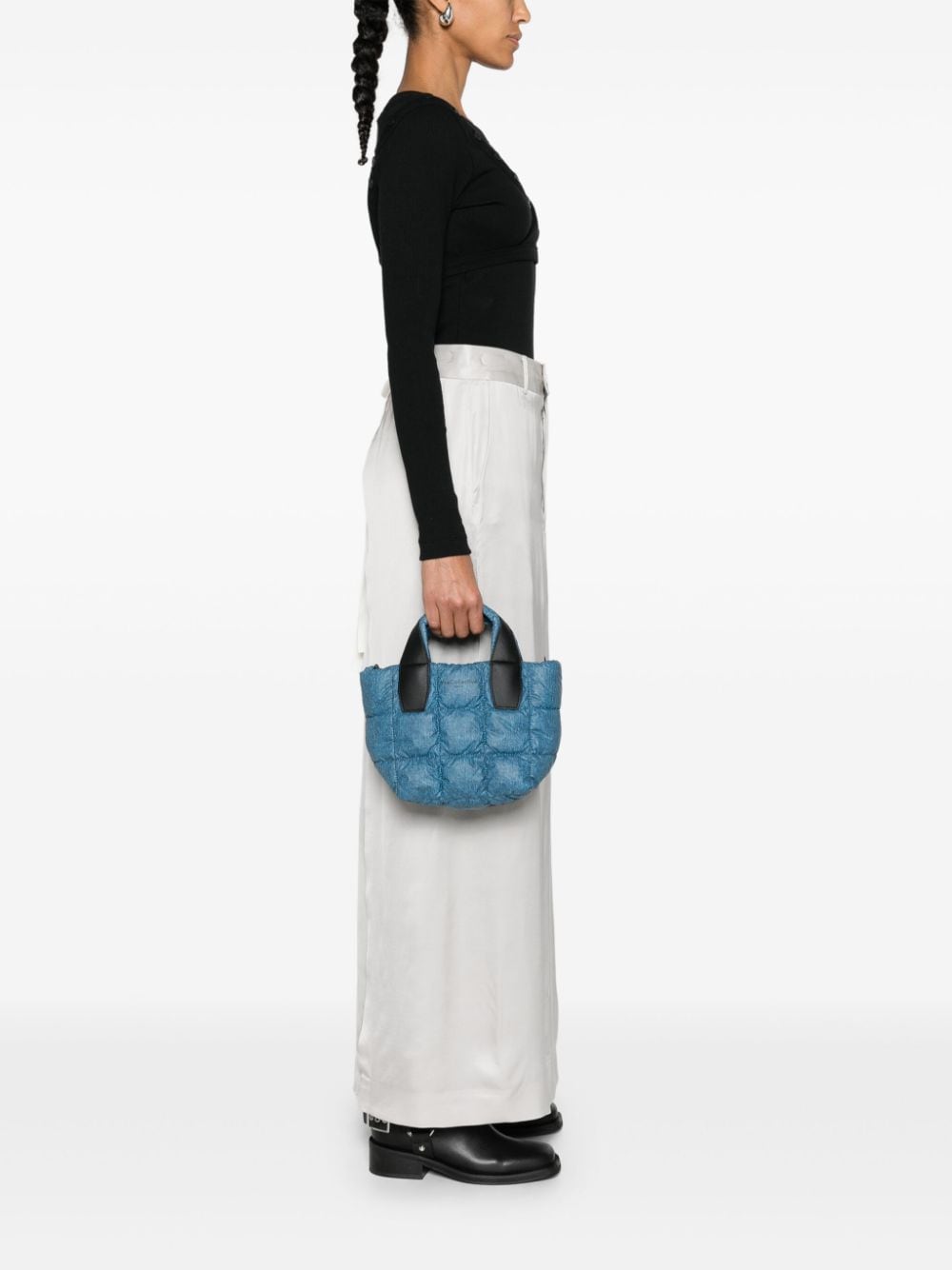 Shop Veecollective Mini Porter Quilted Tote Bag In Blue