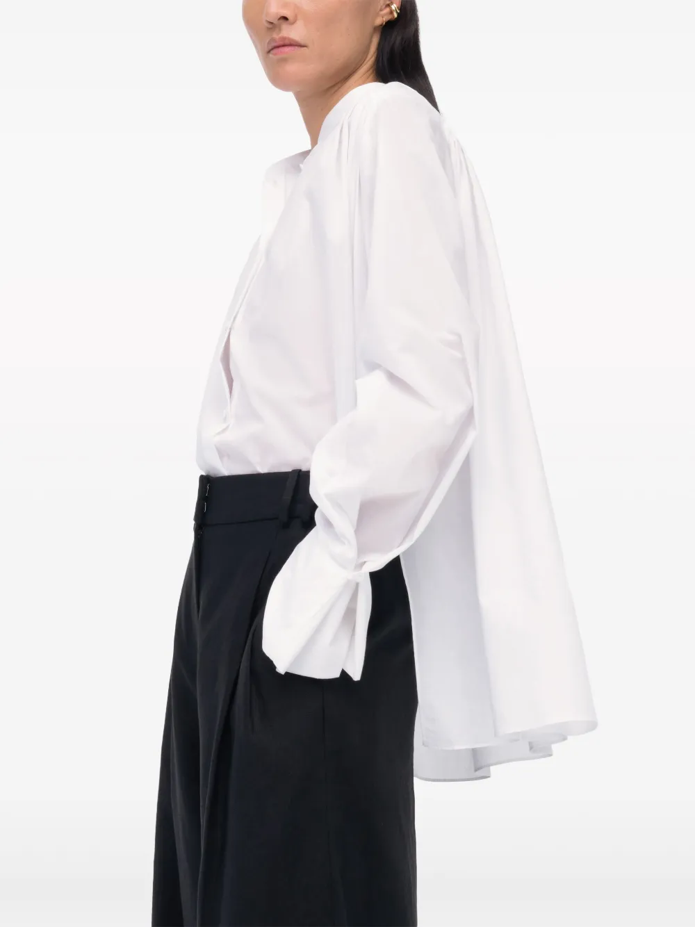 Shop Another Tomorrow Organic-cotton Gathered Voile Blouse In White