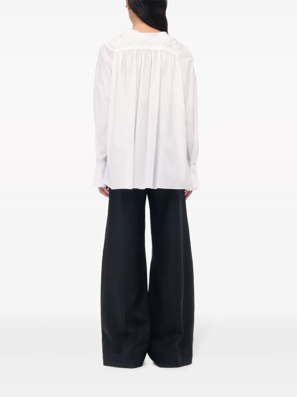 Shop Another Tomorrow Organic-cotton Gathered Voile Blouse In White