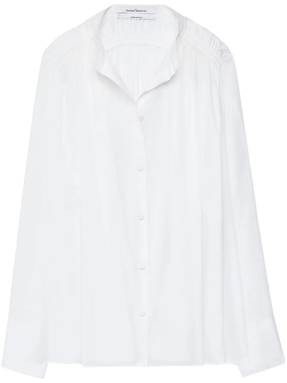 Shop Another Tomorrow Organic-cotton Gathered Voile Blouse In White