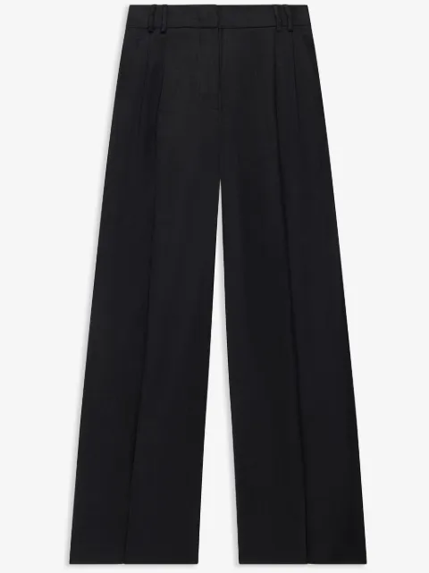 Another Tomorrow wide-leg pleated linen trousers