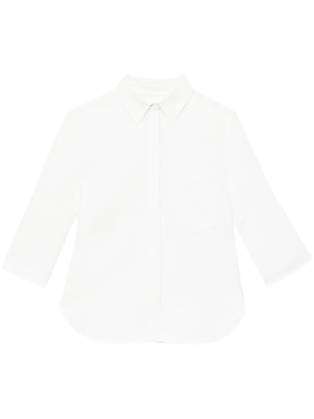 Another Tomorrow Bluse mit französischen Manschetten - Weiß