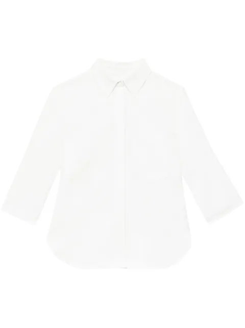 Another Tomorrow French-cuff linen blouse