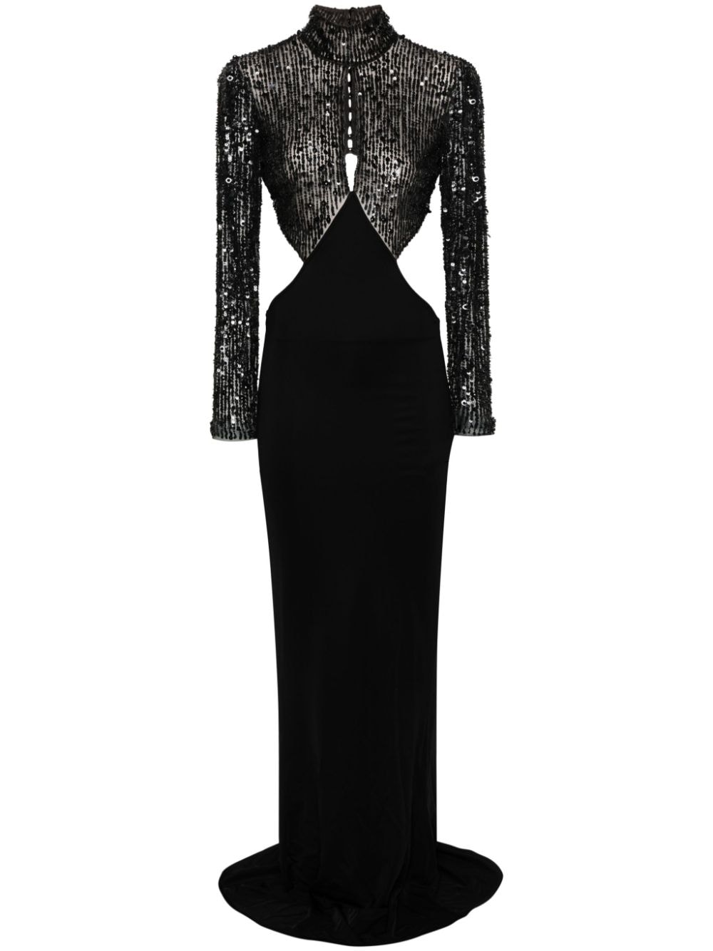 Elisabetta Franchi Sequin-embellished Maxi Dress In Black