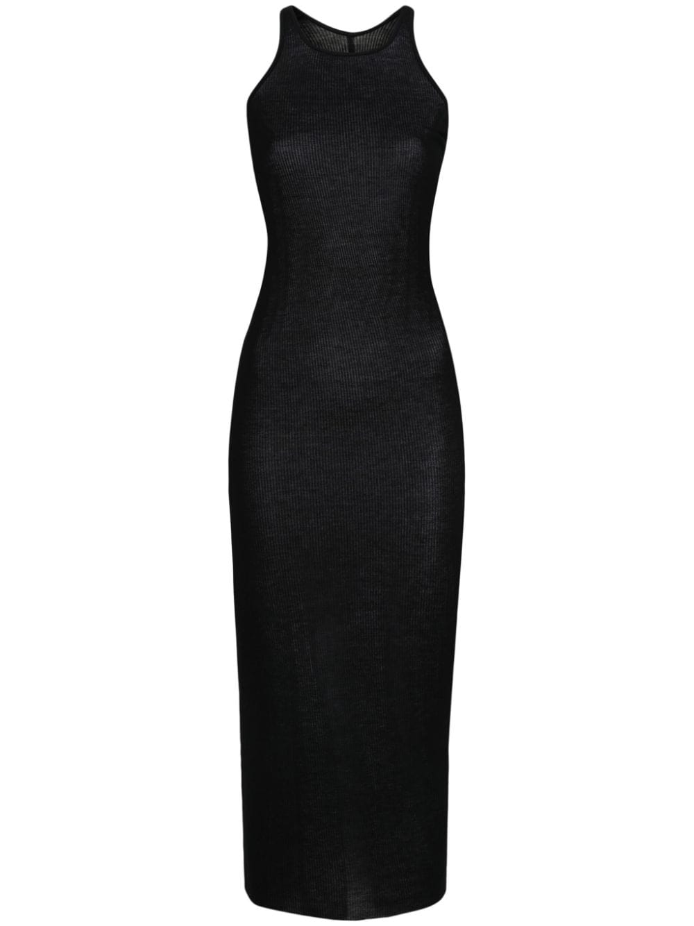 Shop Rick Owens Ribbed Sleeveless Dress In 黑色