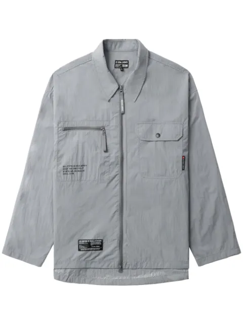 izzue text-print zip-up shirt