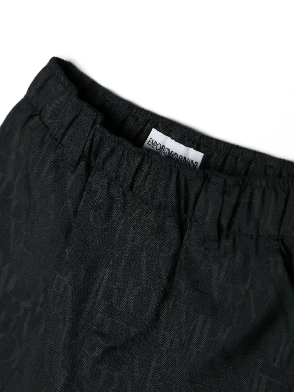 Emporio Armani Kids Katoenen shorts met logo jacquard Wit