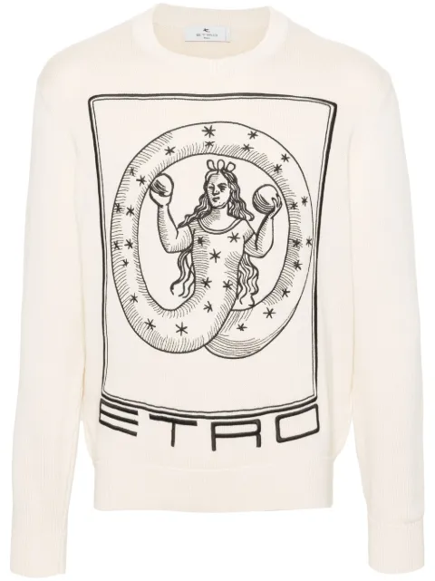 ETRO motif-embroidered cotton jumper