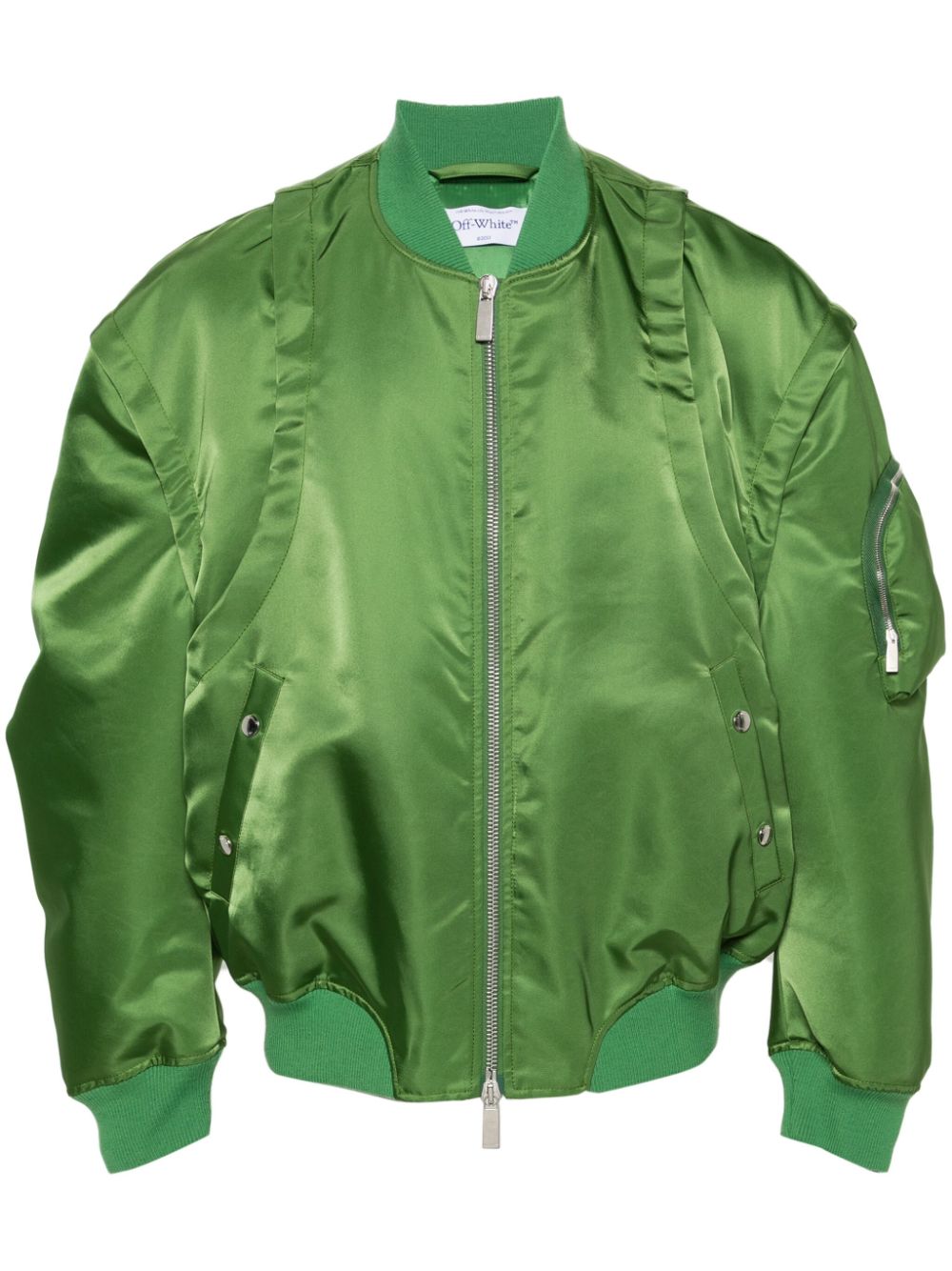 Off-white Detachable-sleeves Bomber Jacket In Green