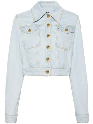 Light wash cropped denim hot sale jacket