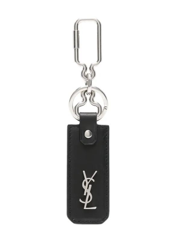 Saint Laurent カサンドルプレート レザーキーリング | ブラック 