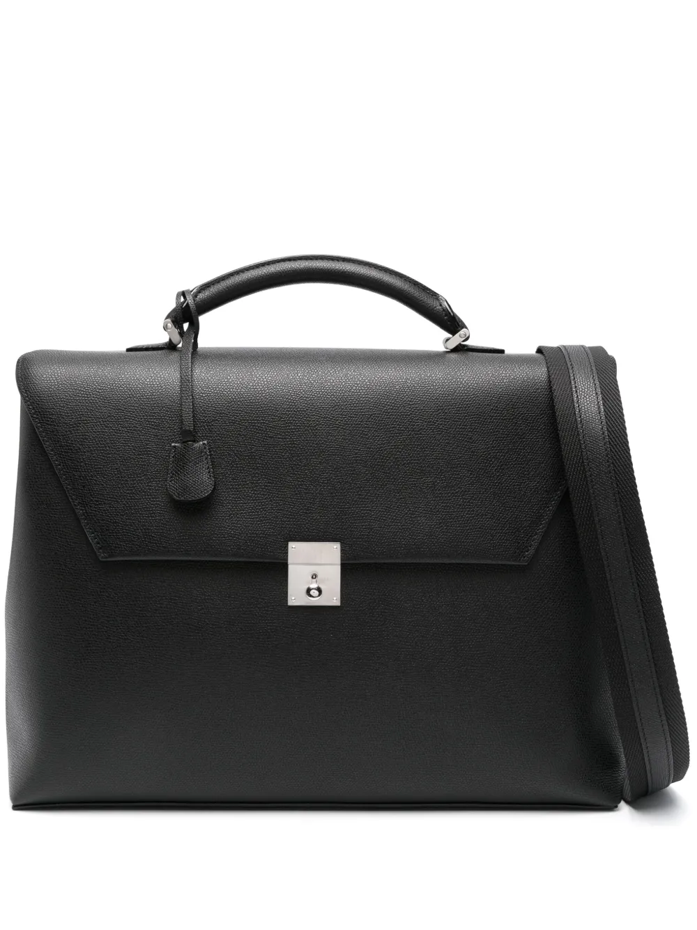 Valextra Avietta Grained Leather Briefcase In 黑色