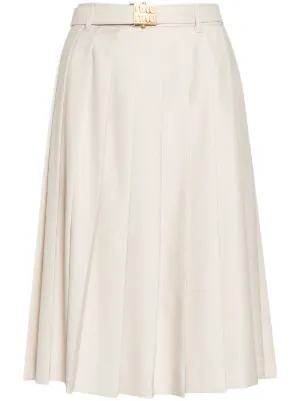 miumiu シルクスカート シルバー テクニカルシルク スカート | Miu Miu