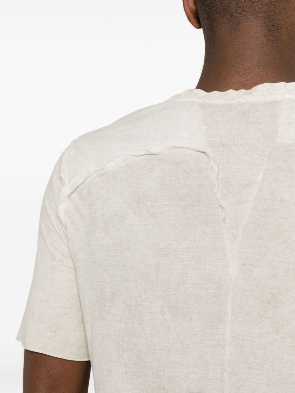 Shop Masnada Distressed Cotton T-shirt In Neutrals