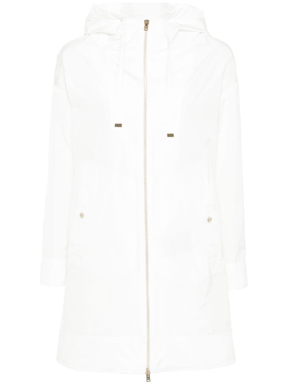 Herno Hooded Zipped Raincoat In White
