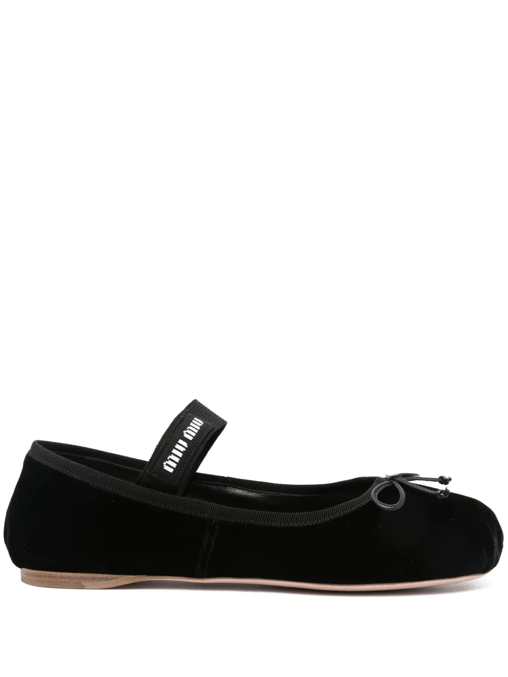 Miu Miu velvet flat ballerina shoes – Black