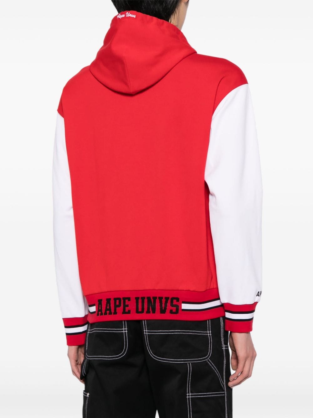 Shop Aape By A Bathing Ape Logo-appliqué Hooded Bomber Jacket In Red