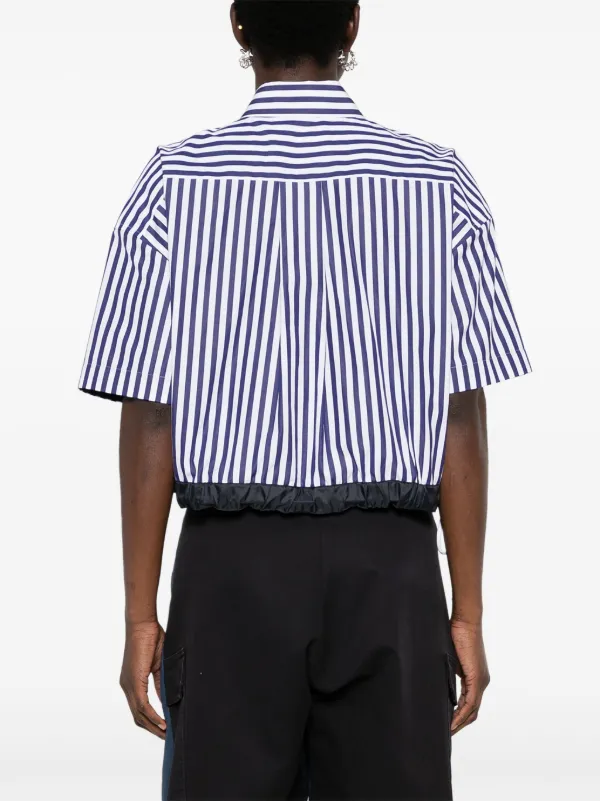Sacai ストライプ クロップドブラウス | ブルー | FARFETCH JP