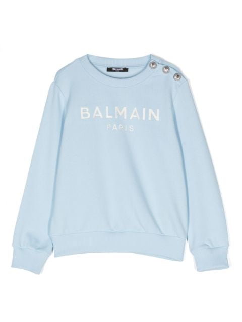 Balmain Kids logo-embroidered cotton sweatshirt