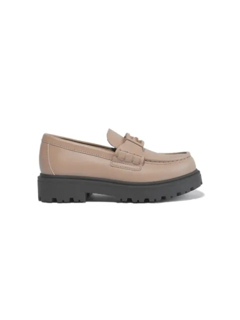 Fendi Kids logo-plaque leather loafers