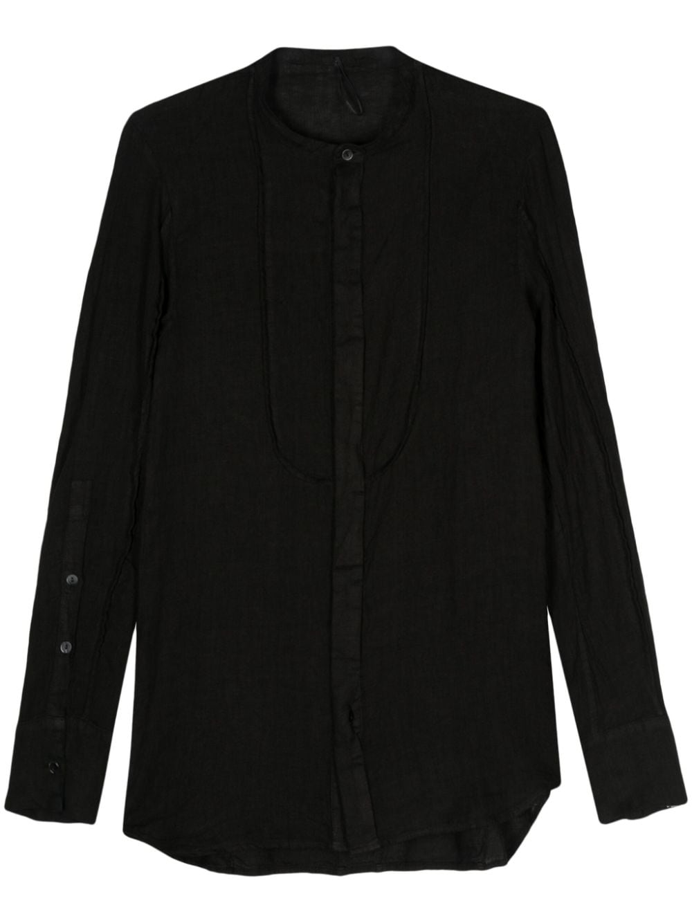 Masnada long linen shirt - Nero