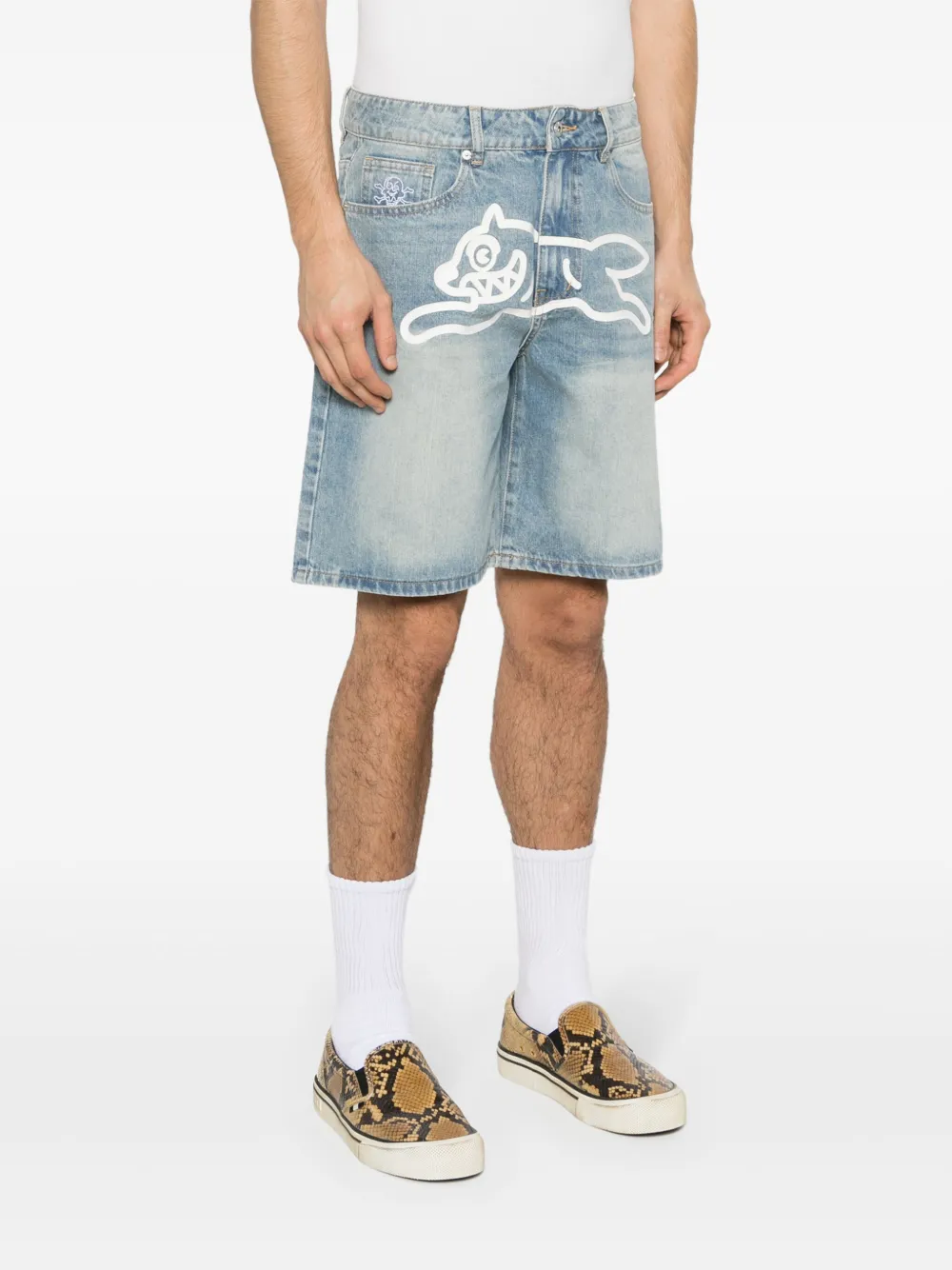 ICECREAM Running Dog Denim Shorts Farfetch