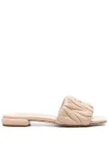 Miu Miu matelassé leather slides - Neutrals