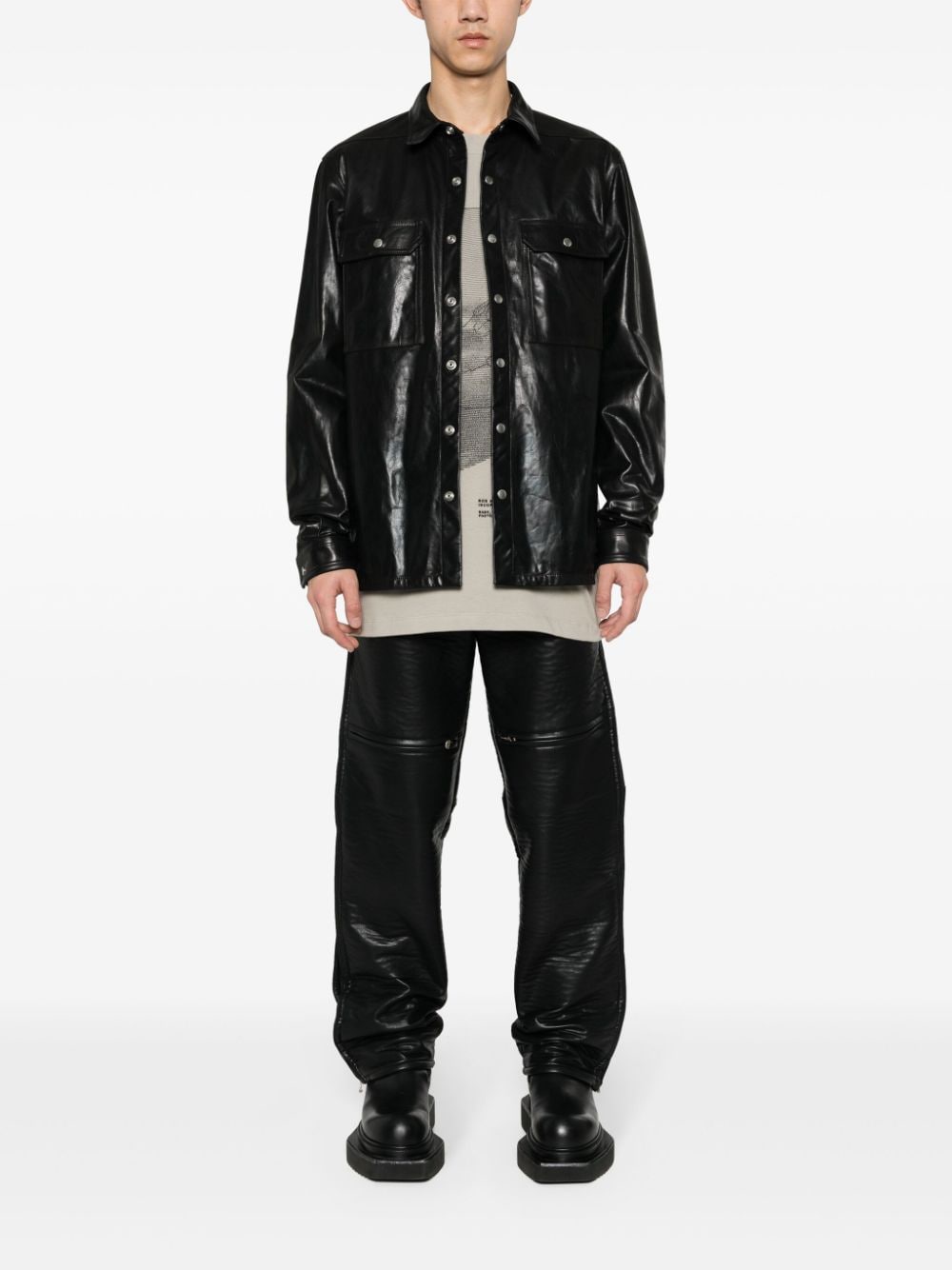 Rick Owens Leren jack - Zwart