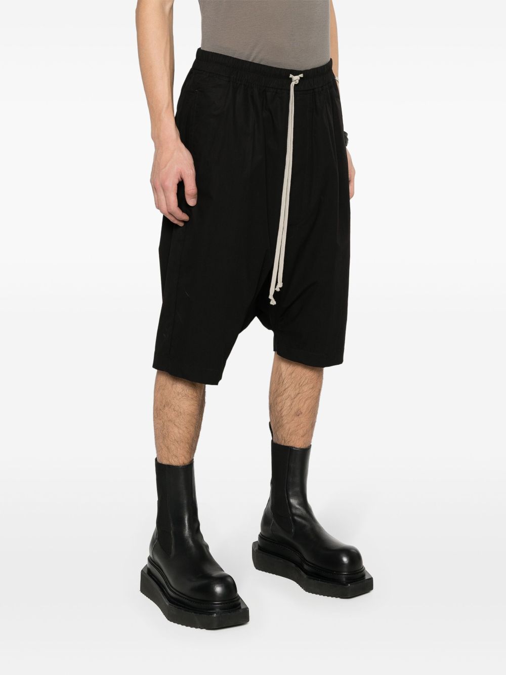 Shop Rick Owens Pods Cotton Shorts In Black