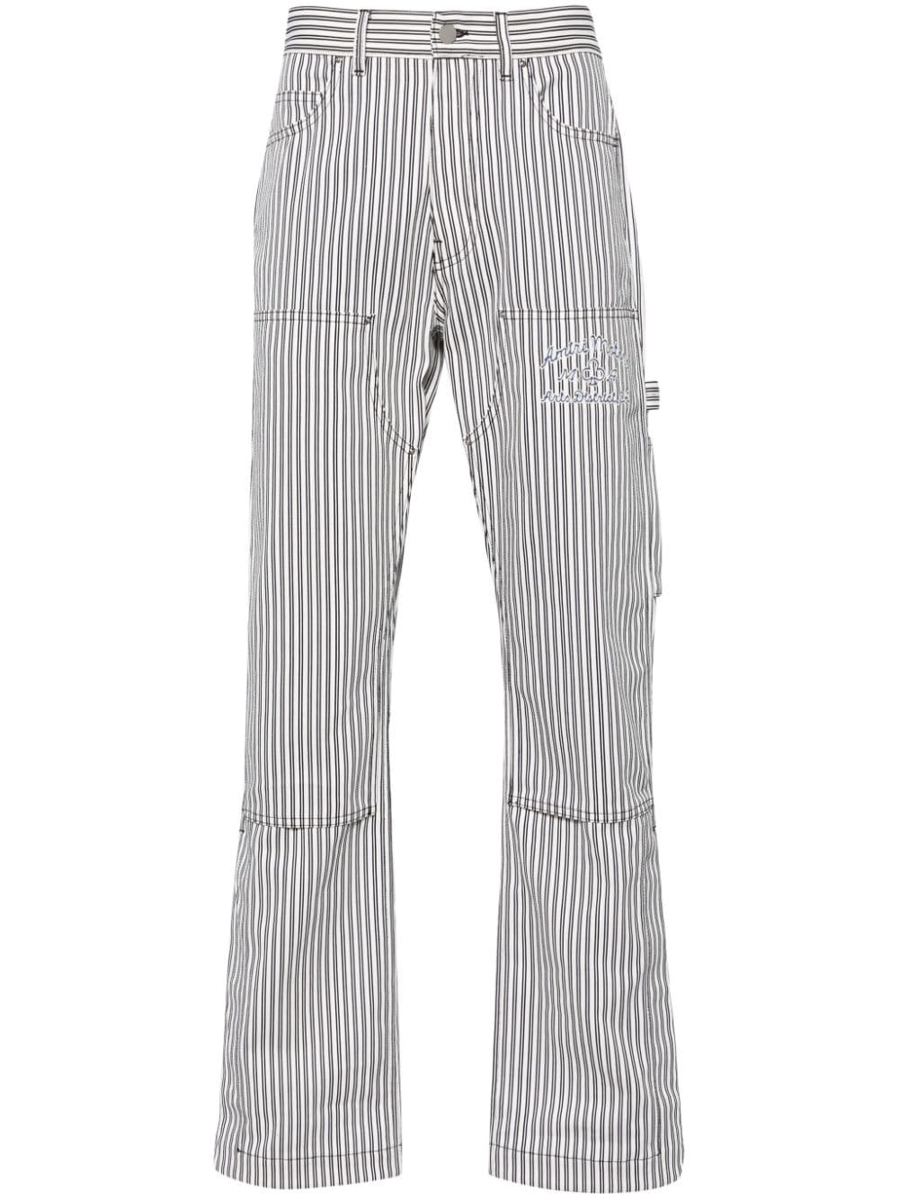 Shop Amiri Striped Cotton Carpenter Trousers In 黑色