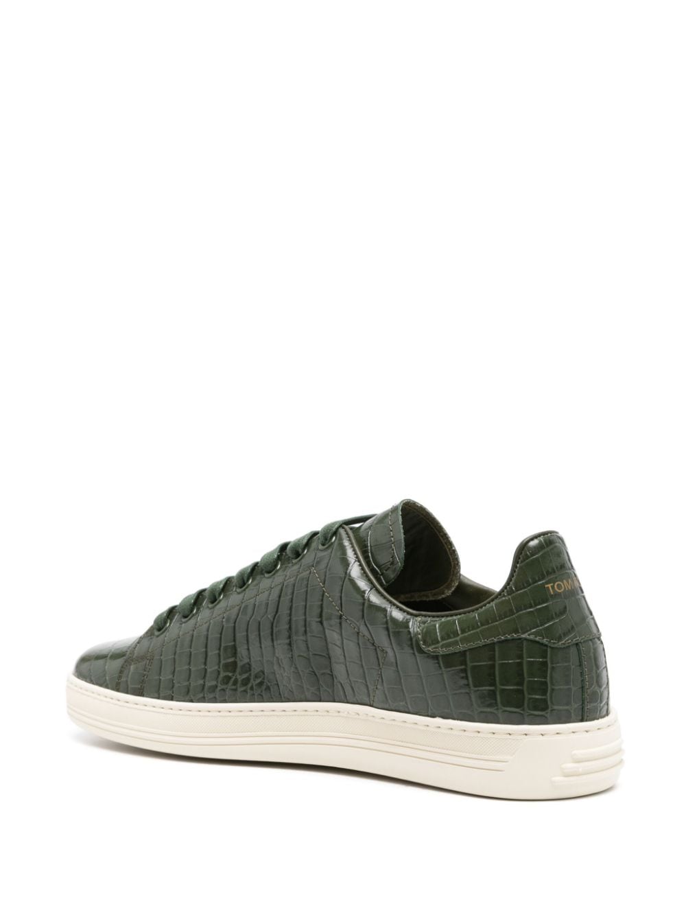 Shop Tom Ford Warwick Crocodile-embossed Leather Sneakers In Green