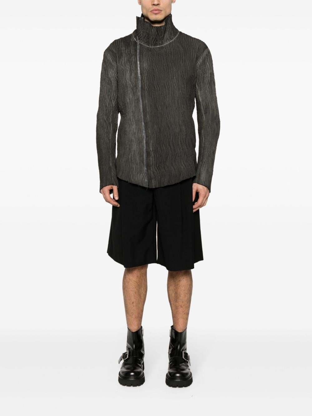 Shop Isaac Sellam Experience Dorsal Leathr Jacket In Grey