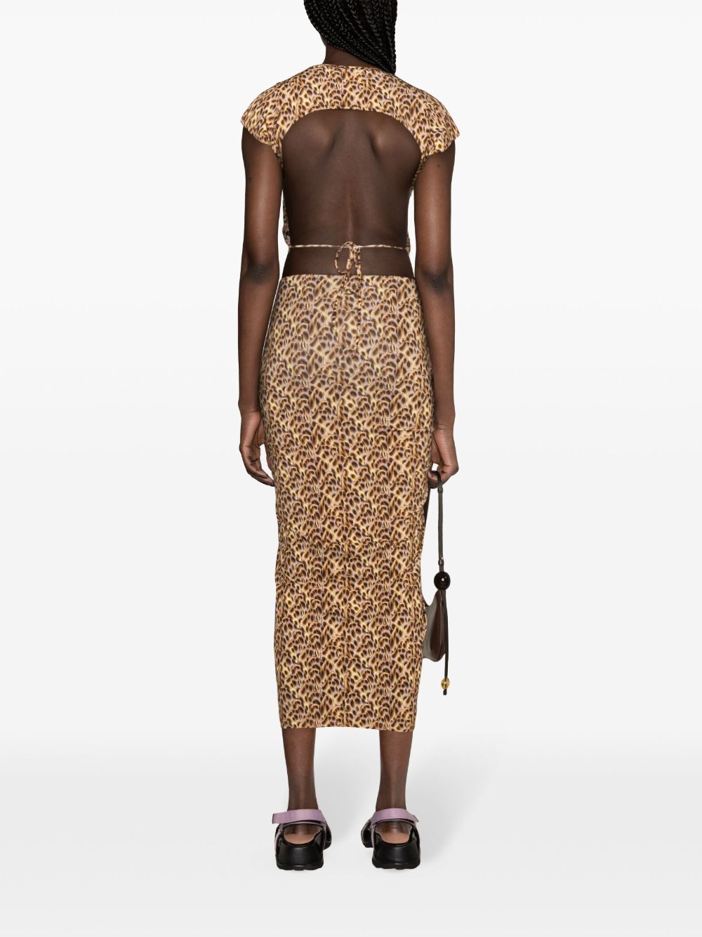 Shop Marant Etoile Jeldia Abstract-print Midi Skirt In Neutrals