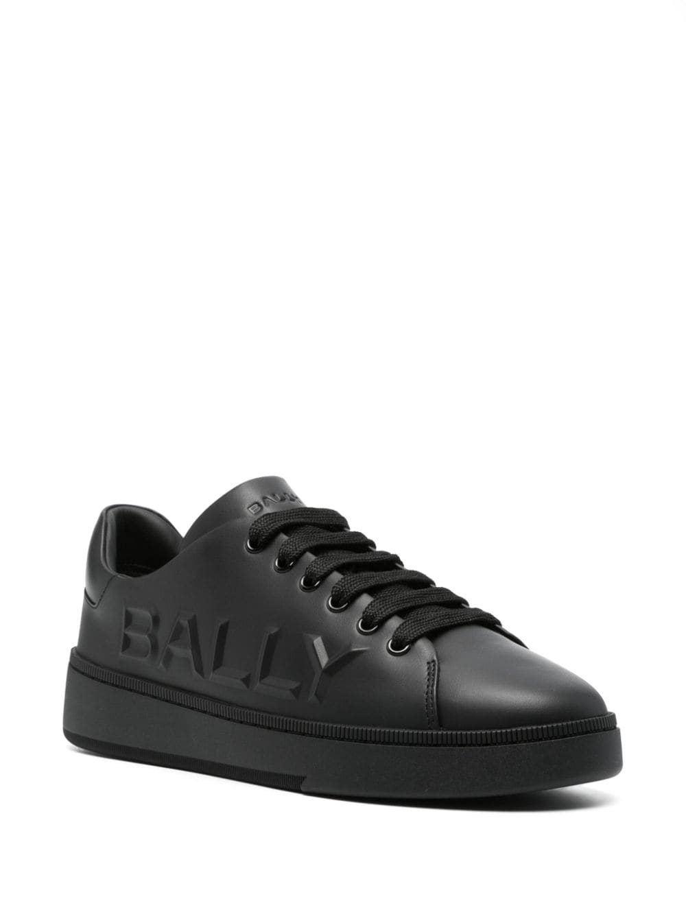 Shop Bally Logo-embossed Leather Sneakers In Black
