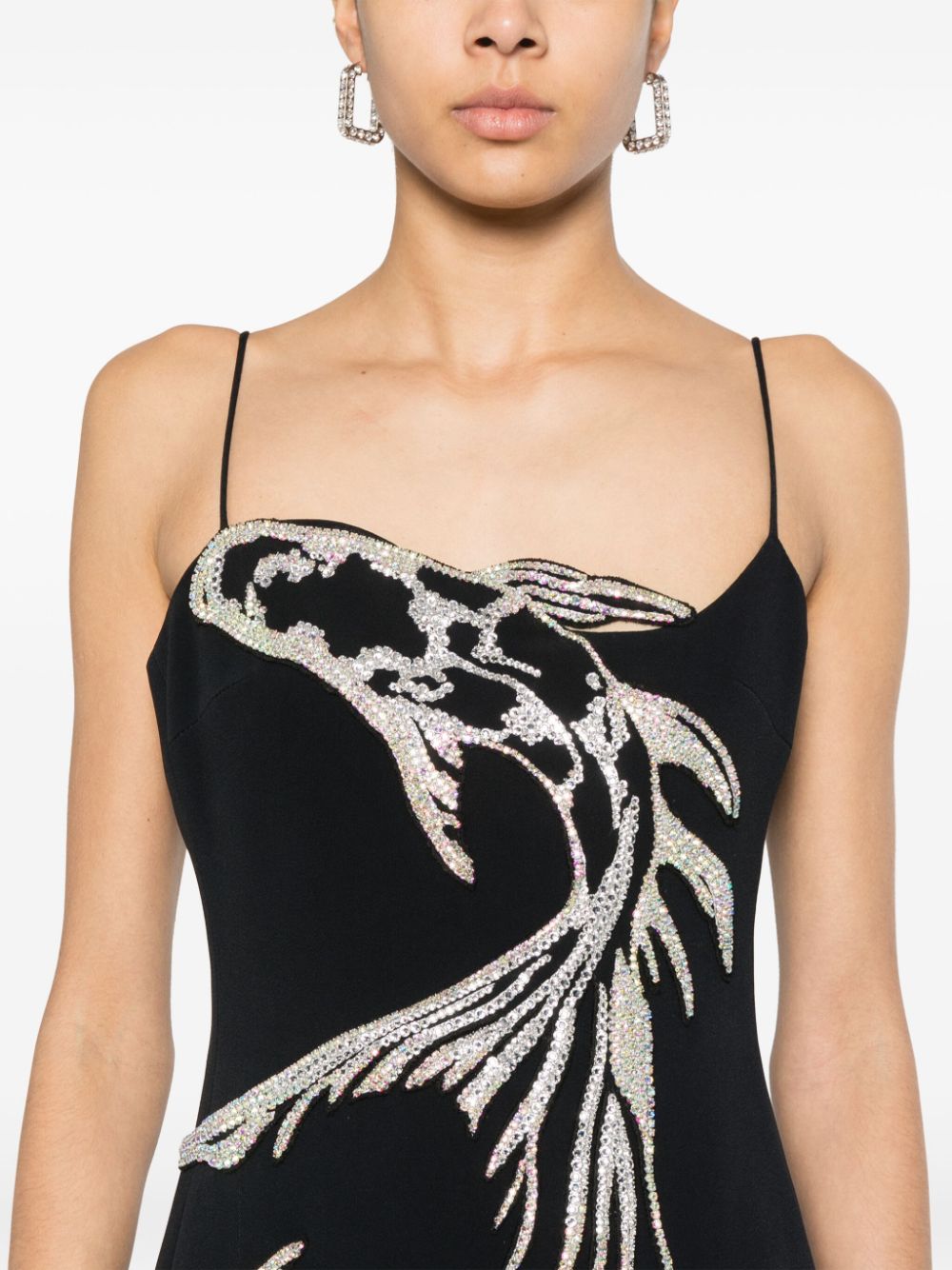 Shop David Koma Koi Fish-appliqué Midi Dress In Black