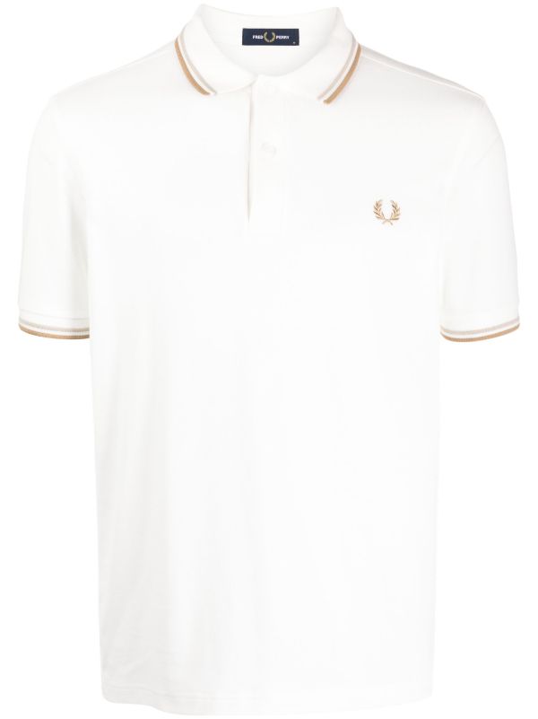 Vintage Fred Perry white polo shirt with contrast black laurel deals wreath, Made in England, Small