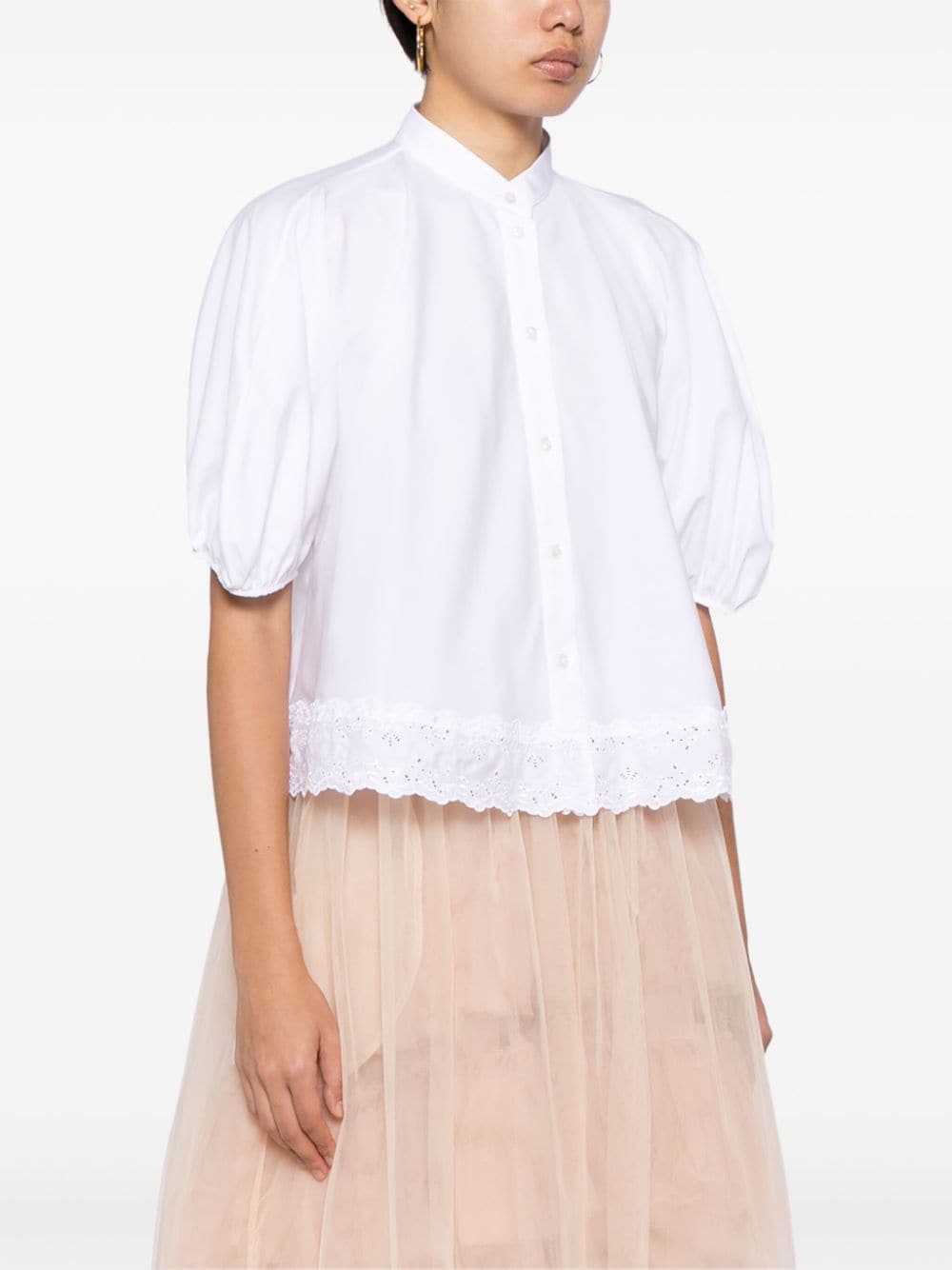 Shop Simone Rocha Puff-sleeve Cotton Shirt In Weiss