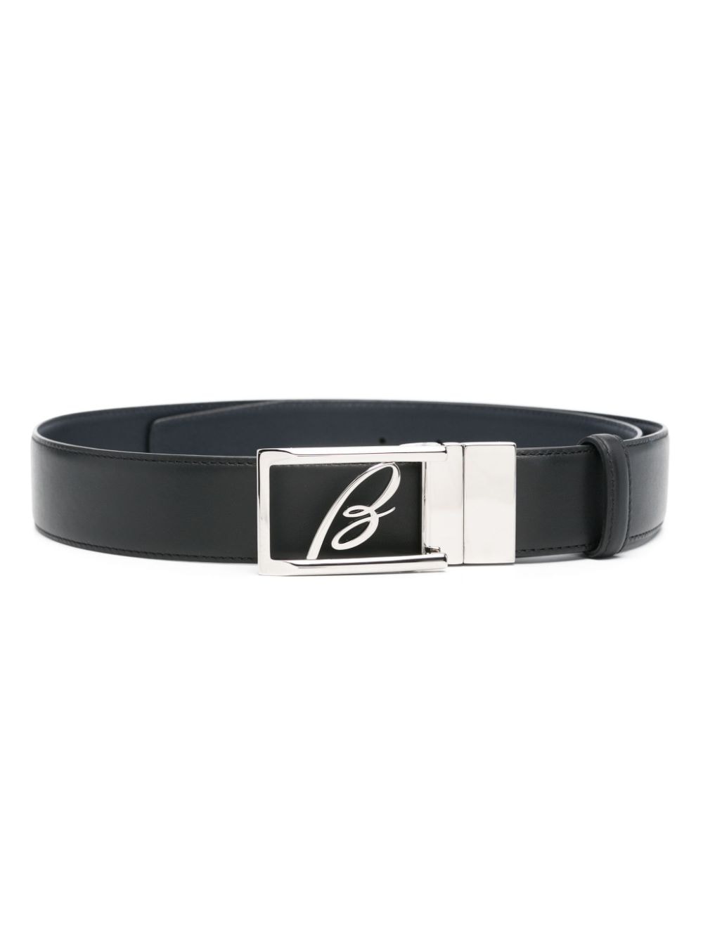 logo-buckle reversible leather belt