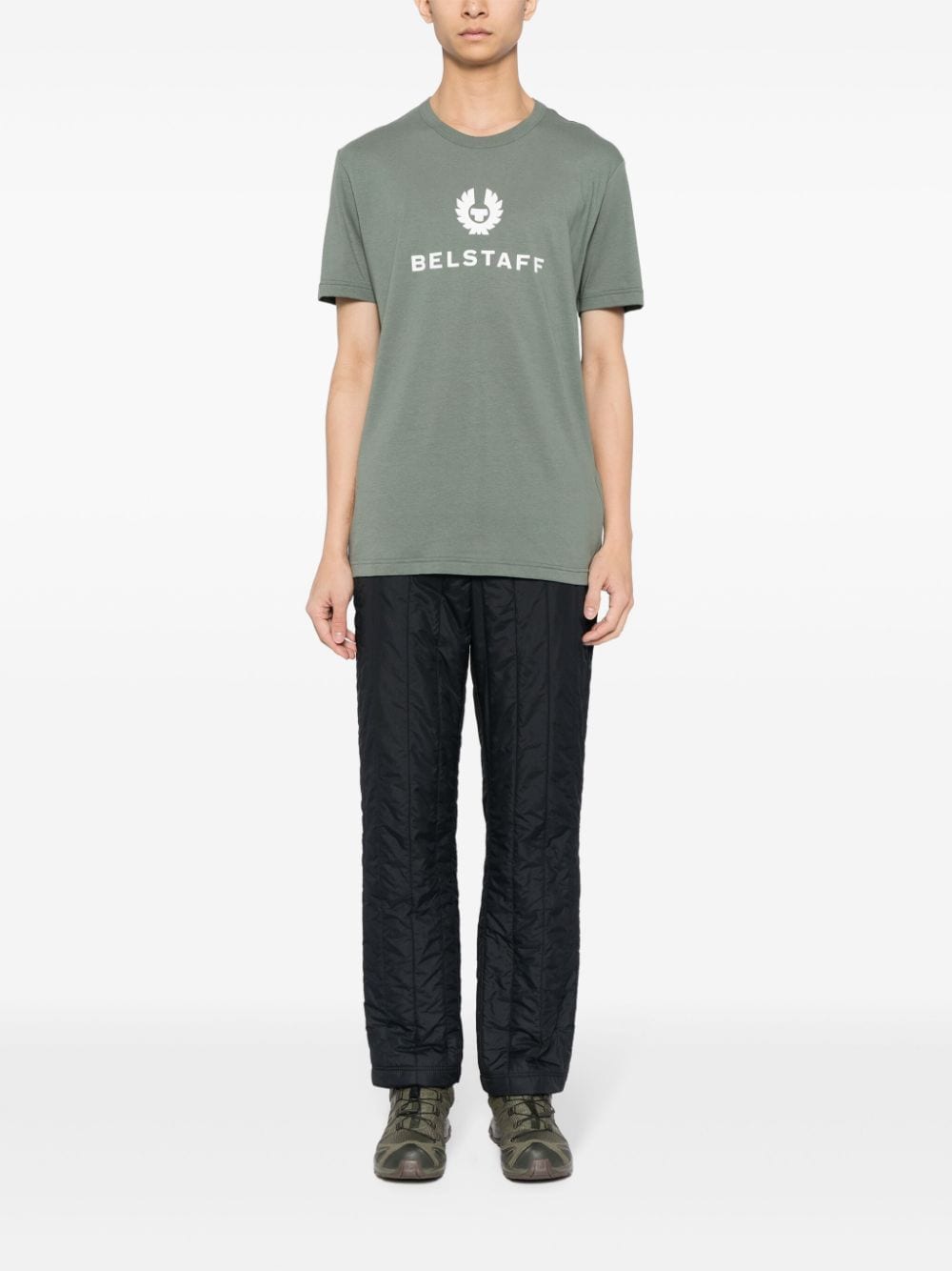 Shop Belstaff Logo-print Cotton T-shirt In Green