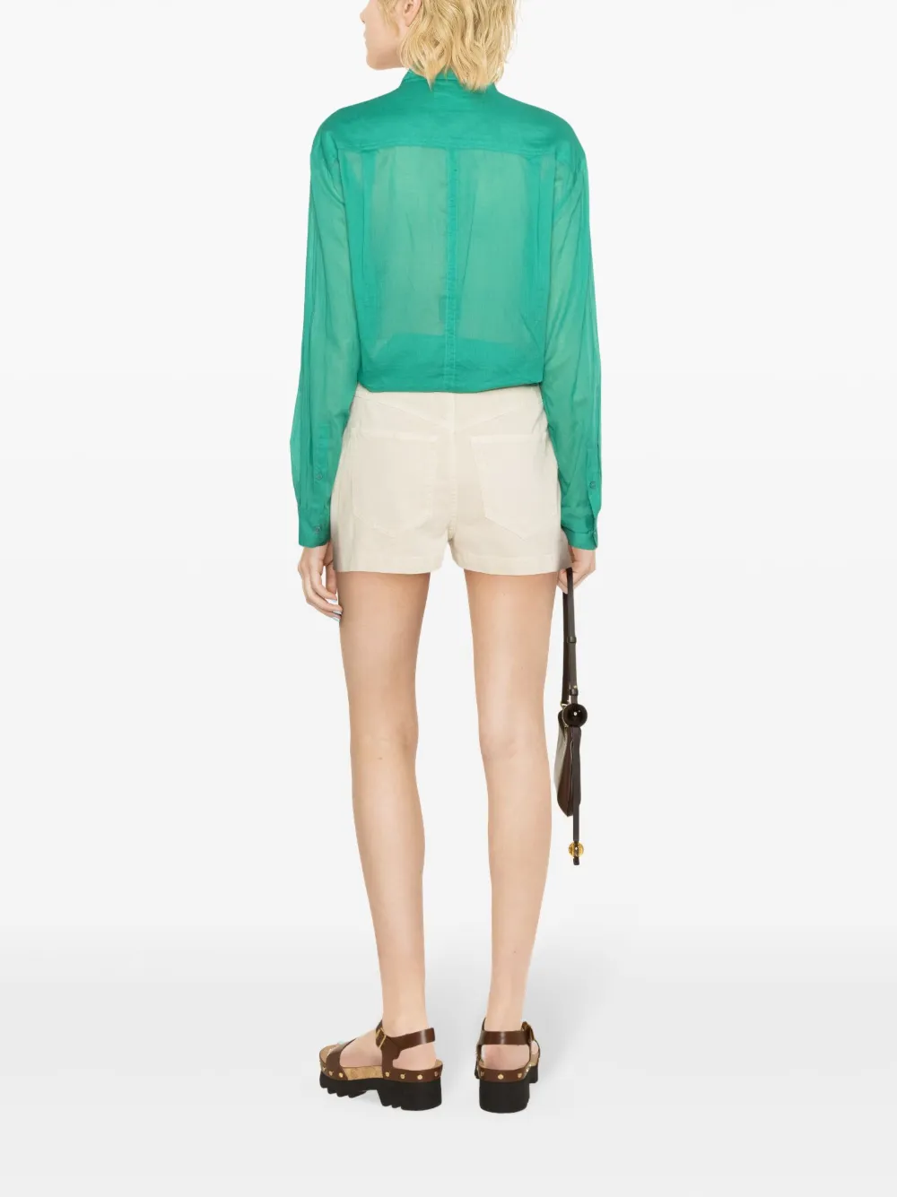 Shop Marant Etoile Nath Organic Cotton Shirt In Grün