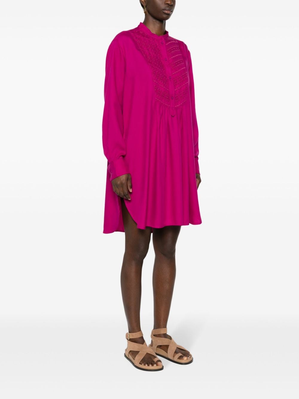 Shop Marant Etoile Embroidered Mini Dress In Purple