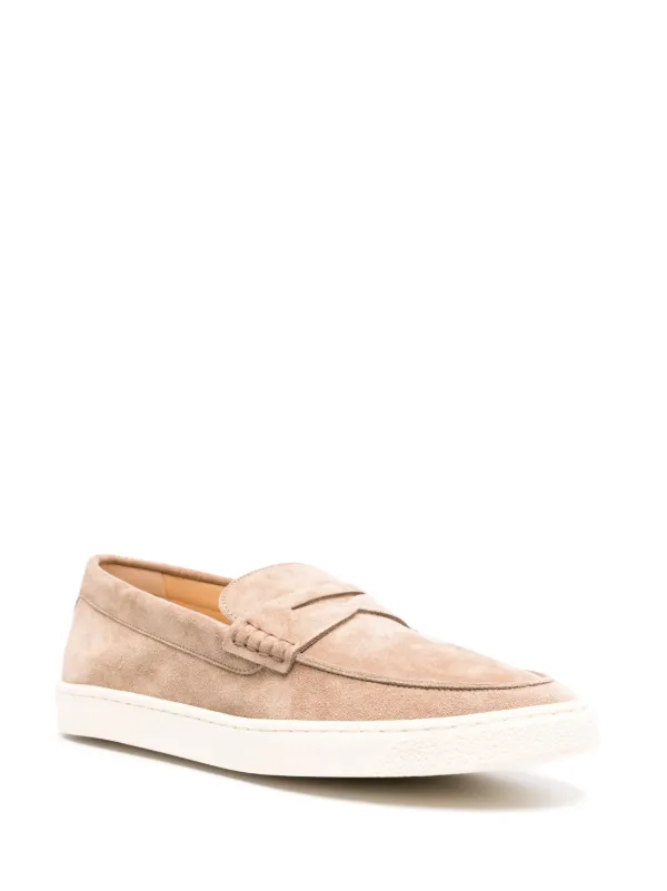 Brunello Cucinelli Suede Penny Loafers | Brown | FARFETCH
