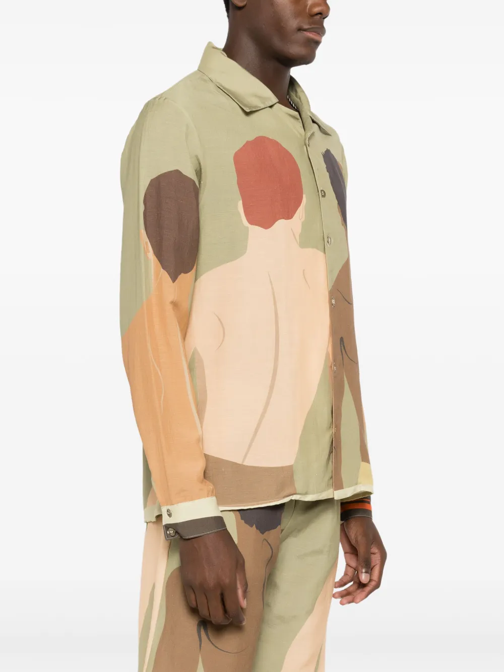 Shop Amir Slama Graphic-print Long-sleeved Shirt In Green